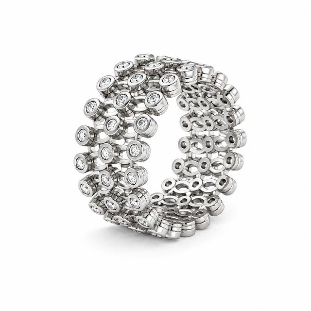 Contemporary 14k Expandable Diamond Band, Size 7 For Sale - Image 3 of 5