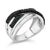 Contemporary Sterling Silver 1/2 Cttw Black and Blue Diamond Crossover Bypass Ring - Size 7 For Sale - Image 3 of 6