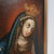 Wood Antique 19c Portrait of Virgin Mary, Crowned Mother of Mercy, Religious Oil Painting For Sale - Image 7 of 9
