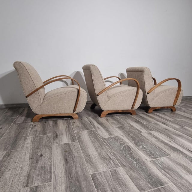 Lounge Chairs by Jindrich Halabala, 1940s, Set of 3 For Sale - Image 3 of 18