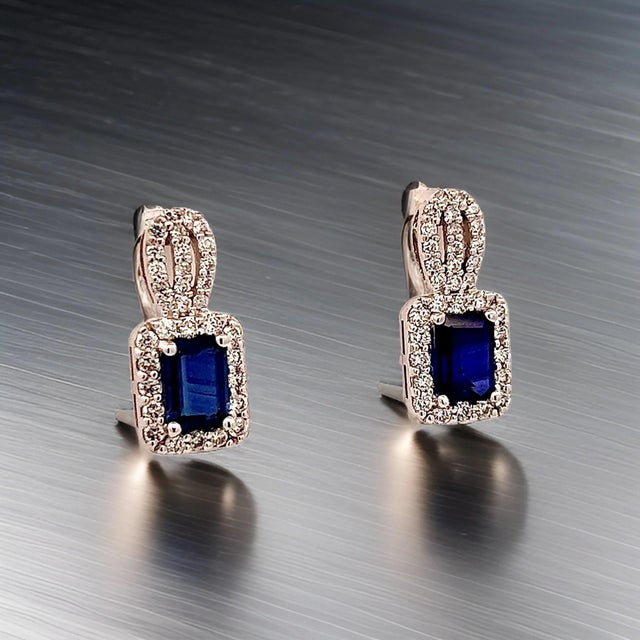 Unique Natural Sapphire Diamond Stud Earrings 14k W Gold 2.84 TCW Certified $6,950 215410 Nothing says, “I Love you” more...