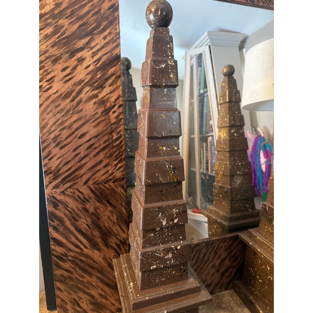 Classical Roman A Pair of Irwin and Lane Faux Porphyr Reticulated Obelisks For Sale - Image 3 of 9