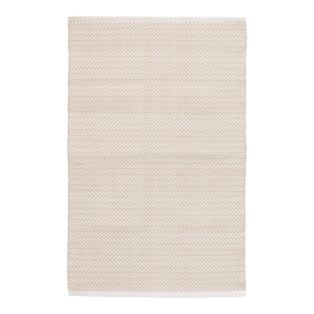 Dash & Albert by Annie Selke Herringbone Linen/White Indoor/Outdoor Rug, 3' x 5' For Sale