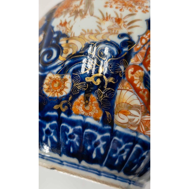 19th Century Japanese Blue and Red Imari Bottle Vase For Sale - Image 12 of 15