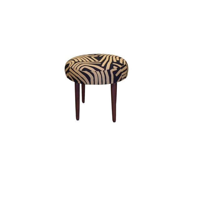 1970s Danish Round Stool in Mustard Yellow and Black, 1960s For Sale - Image 5 of 8