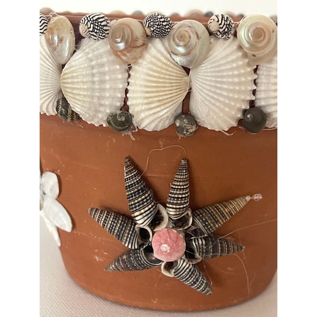 Shell Vintage Terracota Flower Pot Encrusted With Sea Shells For Sale - Image 7 of 7