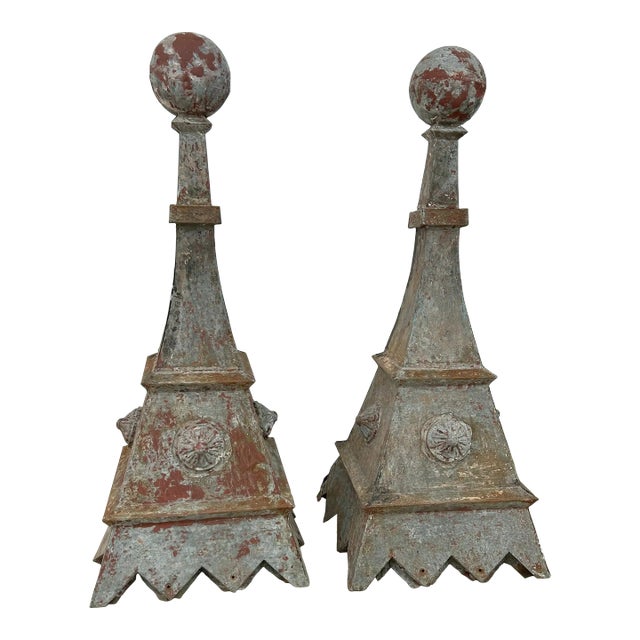 1910s Zinc Roof Finials - Set of 2 For Sale