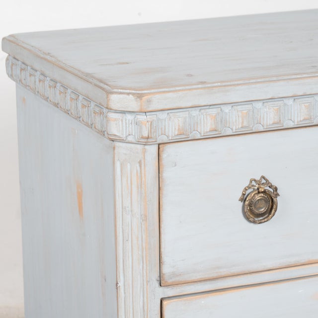 19th Century Blue Gustavian Pine Chest of Three Drawers For Sale - Image 6 of 10