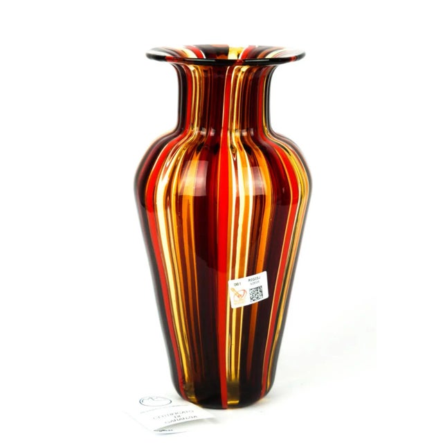 Red & Amber Blown Murano Glass Vase by Urban for Made Murano Glass, 2019 For Sale - Image 6 of 7