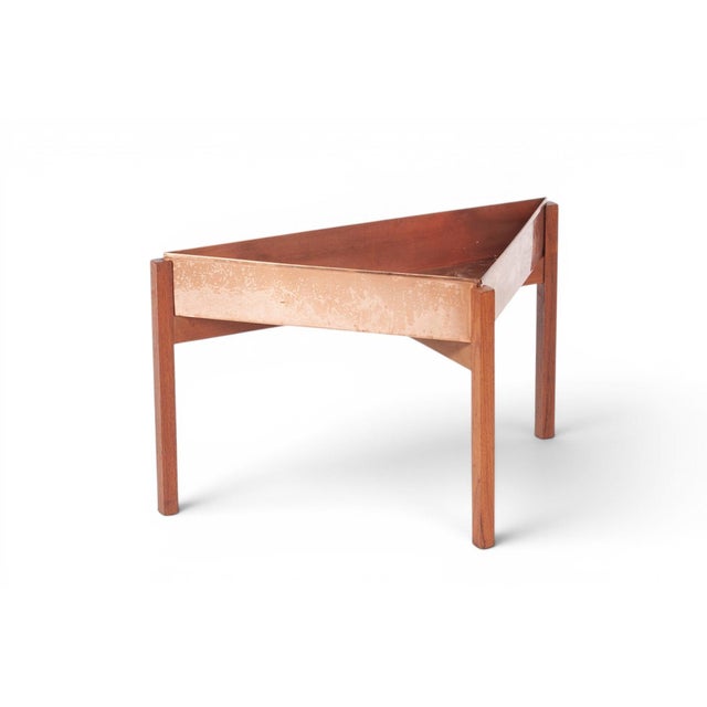 1960s Danish Plant Stand in Teak + Copper For Sale - Image 4 of 4