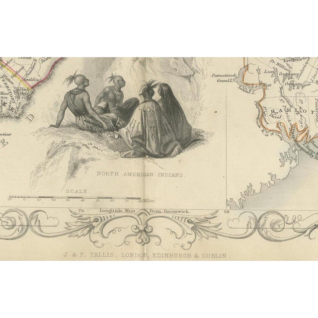 Decorative Map of Eastern Canada and New Brunswick with Historic Vignettes, 1850s For Sale - Image 3 of 6