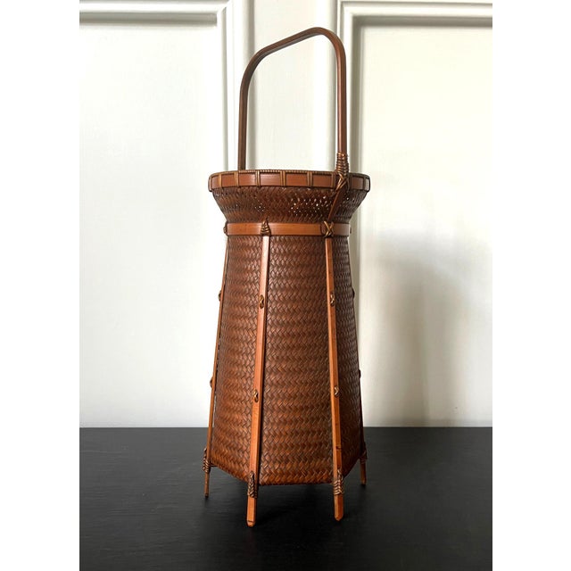 Japanese Woven Bamboo Ikebana Basket by Kosuge Kogetsu Chairish
