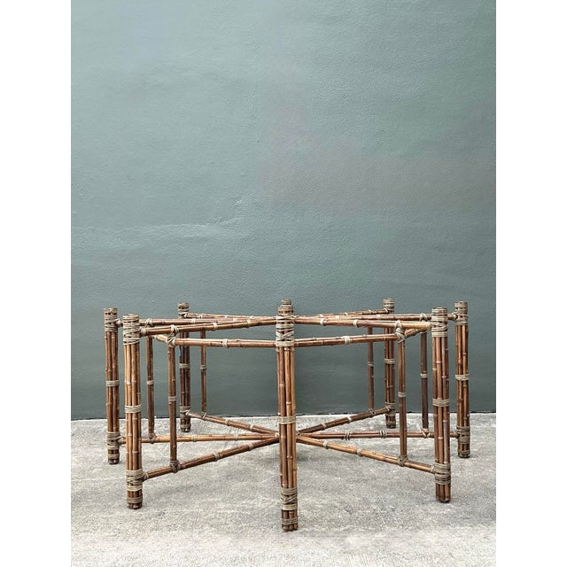 Vintage Bundled Rattan Dining Table Pedestal After McGuire For Sale - Image 10 of 12