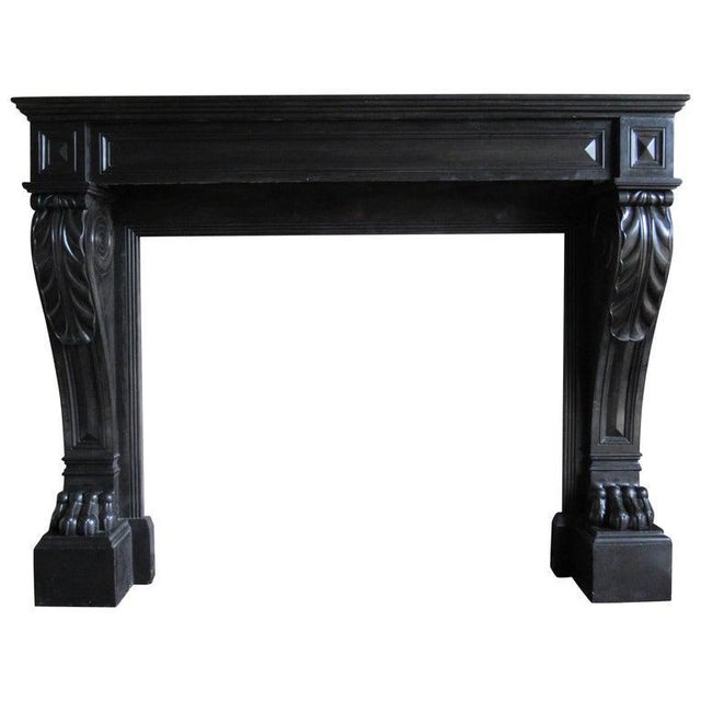 19th Century French Napoleonic Black Marble Fireplace For Sale - Image 9 of 9