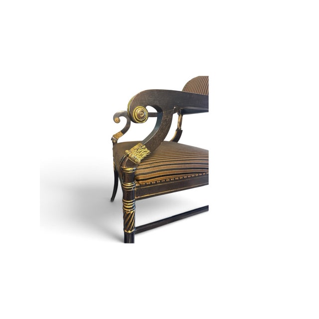 Vintage Shelby Williams Regency Ebonized & Gilt Armchair For Sale - Image 9 of 11
