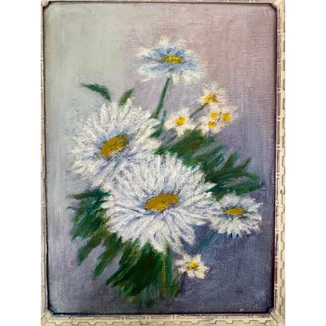 Mid 20th Century Vintage Oil Painting, Daisies For Sale - Image 4 of 8