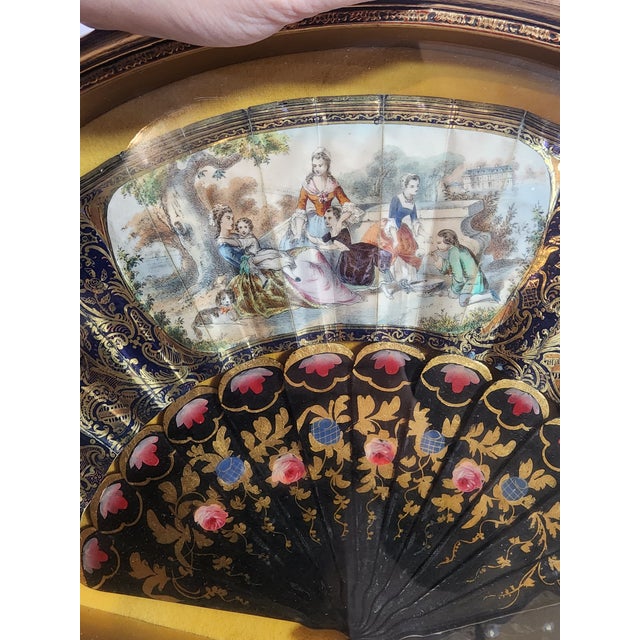 Black Antique 19th Century Lady's Fan Framed and Mounted For Sale - Image 8 of 12