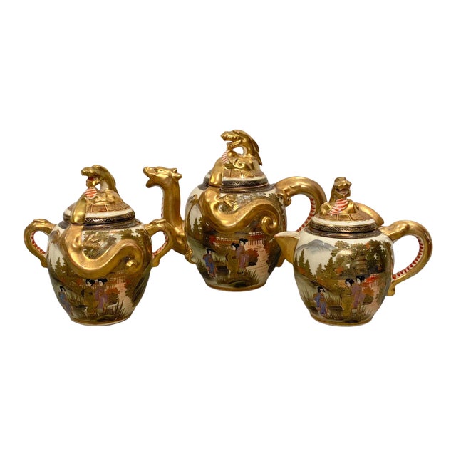 Circa 1880 Satsuma Tea Set, Japan For Sale