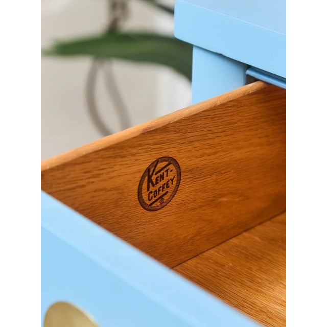 1950’s French Blue Kent Coffey Highboy Dresser For Sale In Los Angeles - Image 6 of 12