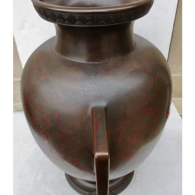 Metal Massive Japanese Meiji Bronze Vase by Sencho Ku Circa 1900 For Sale - Image 7 of 14