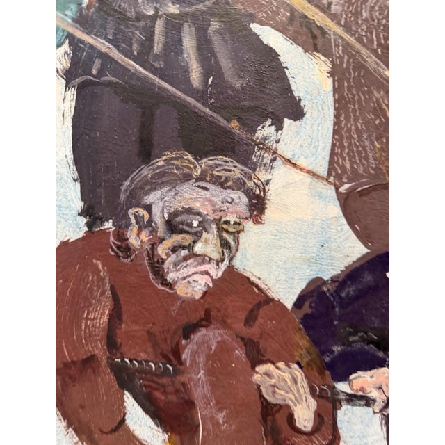 Blue Dora Grabosch, Tightrope Walkers – Circus, 1982, Mixed Media on Canvas For Sale - Image 8 of 13