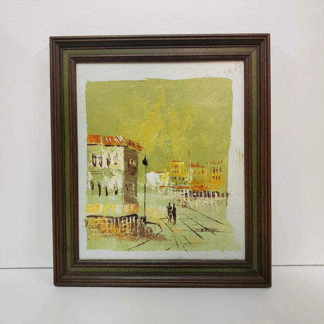1960s Mid-Century Cityscape Painting, Framed For Sale - Image 12 of 12