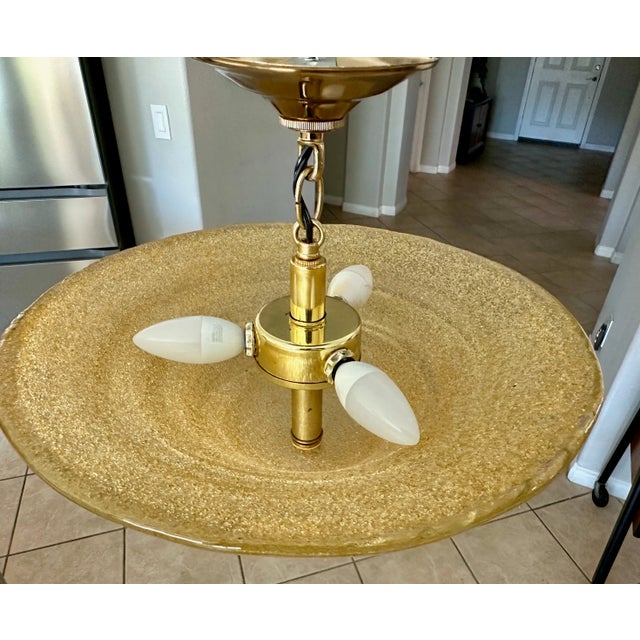 Murano Gold Rugiadoso Glass Semi Flush Mount Ceiling Light For Sale - Image 16 of 17