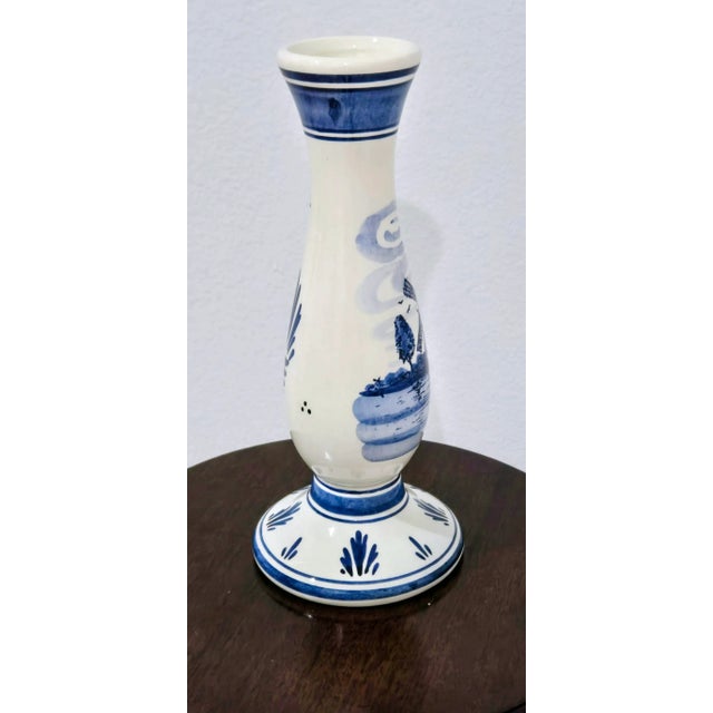 Farmhouse Vintage Dutch Delft Blue Vase – Windmill Scene – Hand-Painted Porcelain For Sale - Image 3 of 7