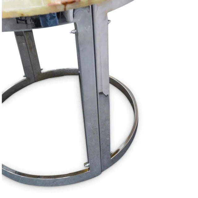 Mid 20th Century Mid 20th Century Round Onyx & Chrome Table For Sale - Image 5 of 7