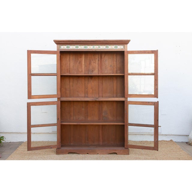 English Large British Colonial Glass Display Cabinet For Sale - Image 3 of 14