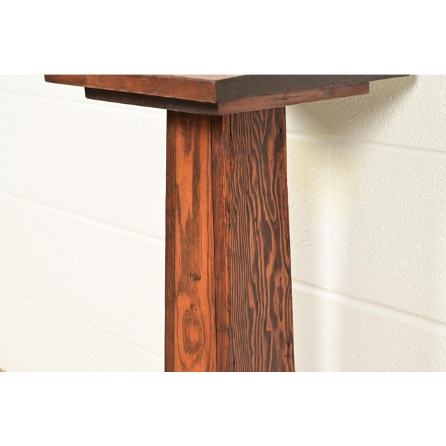 Wood Stickley Style Antique Mission Arts & Crafts Pine Pedestal Table or Plant Stand, Circa 1910 For Sale - Image 7 of 9