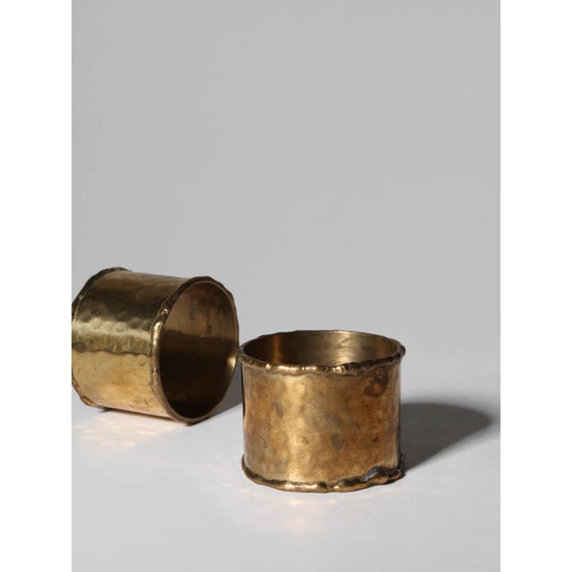 Modern Textured Brass Napkin Rings, 1960, Set of 6 For Sale - Image 3 of 5