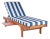 Newport Chaise Lounge Chair with Side Table, Natural/Navy Stripe Cushion For Sale