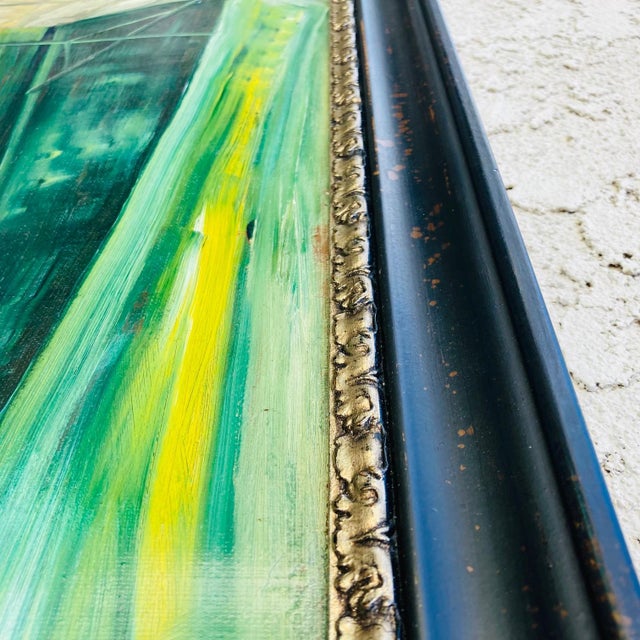 Green Mid Century French Oil Painting by Duand Louis "Marche Aux Poissons" For Sale - Image 8 of 11