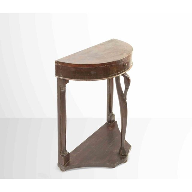 Traditional Vintage Semi-Round Empire Style Mahogany Console Table, Italy For Sale - Image 3 of 7