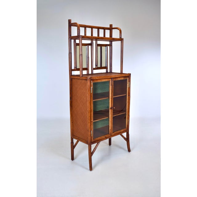 1990s British Colonial Faux Bamboo Etagere Storage Display Cabinet For Sale - Image 10 of 10