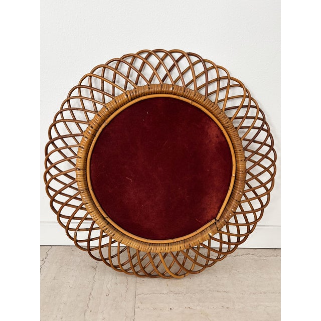 Italian Mirror with Bamboo Rattan Frame, 1960 For Sale - Image 4 of 9