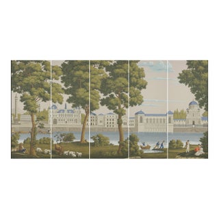 Monuments of Paris, Hand-Painted Wallpaper For Sale