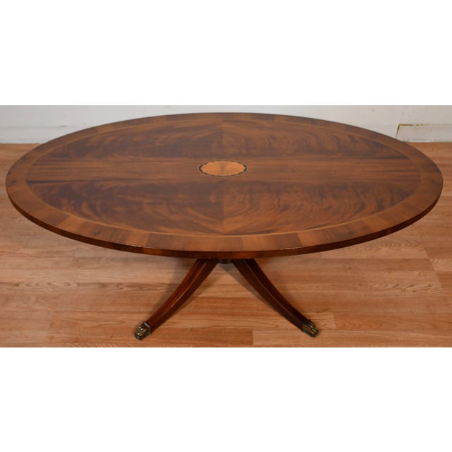 1920 Antique Hekman English Regency Mahogany Banded Satinwood Inlay Coffee Table For Sale - Image 6 of 10