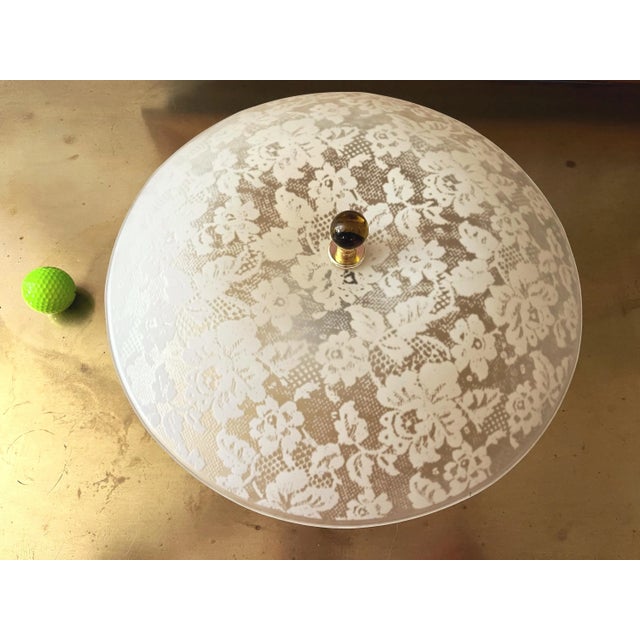 Mid Century Floral Damask Flush Light For Sale - Image 14 of 18