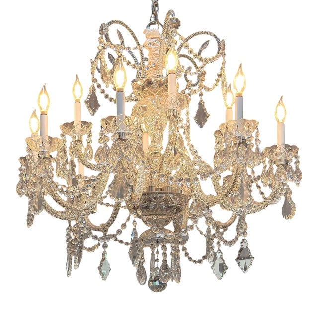 1950’s Venetian Crystal 12 Lite Chandelier For Sale