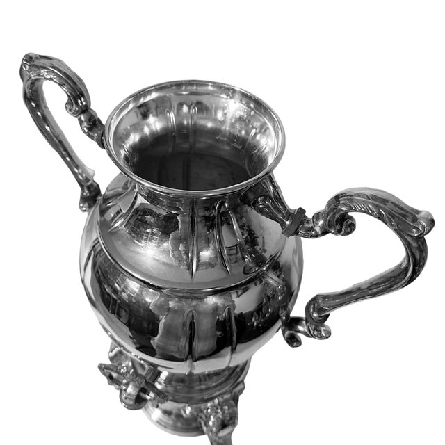 Metal Antique Victorian Rococco Revival Silverplated Hot Water Tea Urn Samovar W/Spirit Burner For Sale - Image 7 of 8