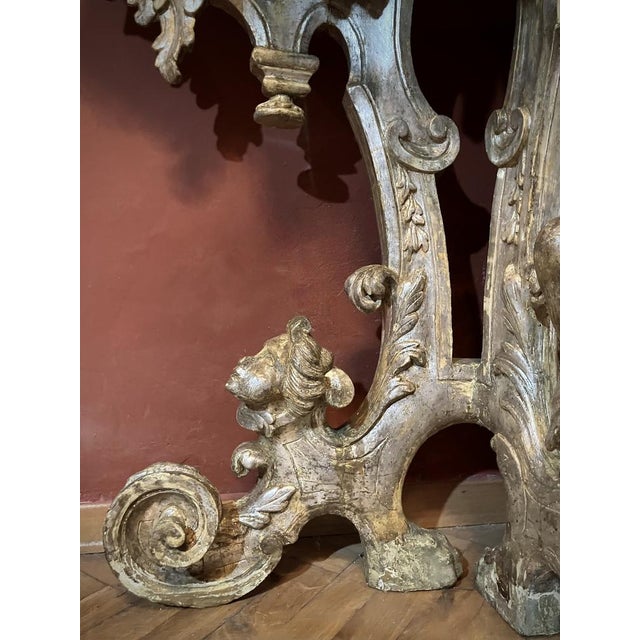 Baroque Italian Sculptural Silver Mecca Gilding Console Tables, Set of 2 For Sale - Image 3 of 14