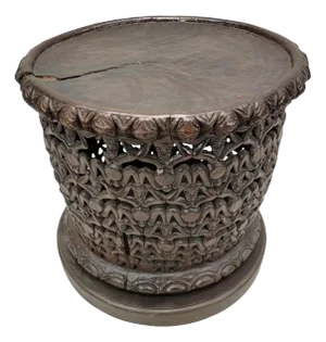 Vintage Cameroon African Carved Wood Bamileke Figural Center Table