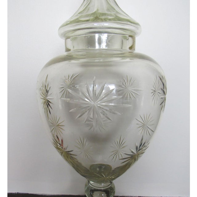 Pair 30" Tall Cut Crystal Glass Lidded Apothecary Jars Chairish