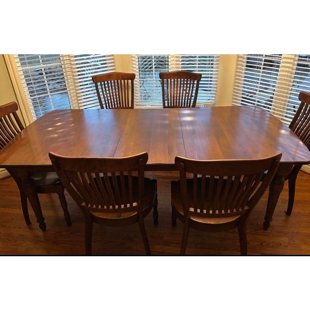 Originally made by Nicholsandstone, now made by Stickley. This set is in used condition. It is well built, with a quality...