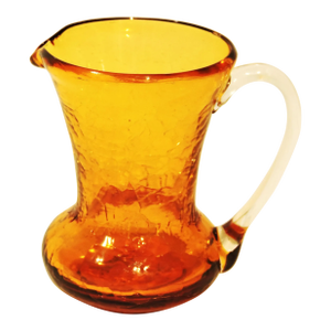 Circa 1960 Pilgrim Amber Crackle Glass Pitcher
