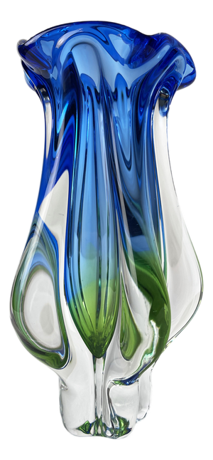 Sommerso Marine Blue and Lime Art Glass Vase by Josef Hospodka for Chribska, 1960s