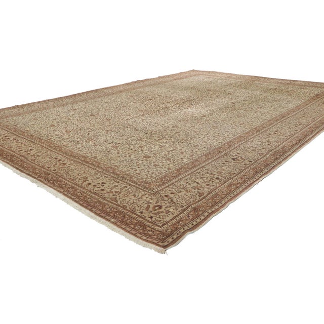 Vintage Turkish Sivas Area Rug with Modern Style.. Highlighting its perfectly worn-in charm to symmetry and balance, this...