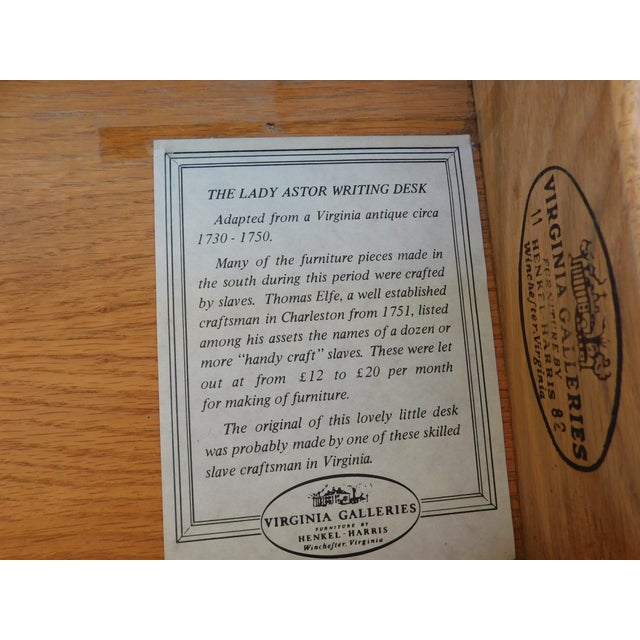 Henkel Harris Mahogany Lady Astor Writing Desk For Sale - Image 10 of 18